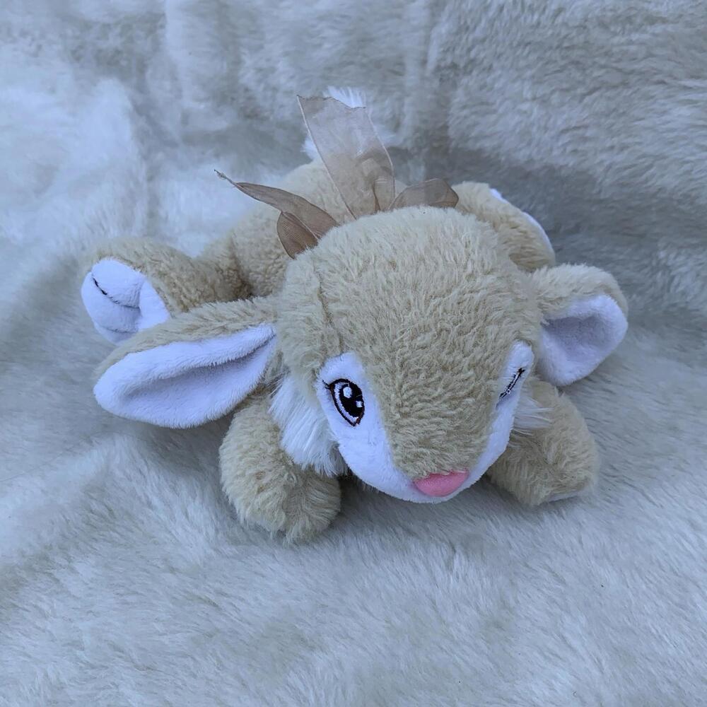 MTY International Plush Bunny Cream White Bow 9” Stuffed Animal Toy Rabbit